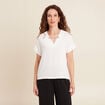 Blouse fluide manches courtes ecru femme