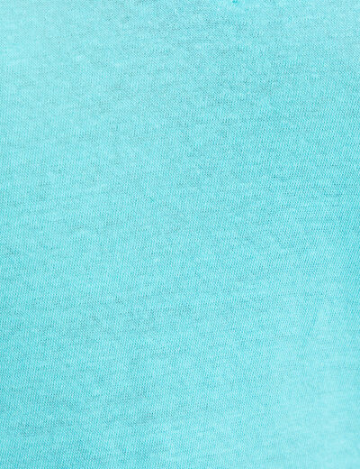 T-shirt manches courtes col en V bleu turquoise femme