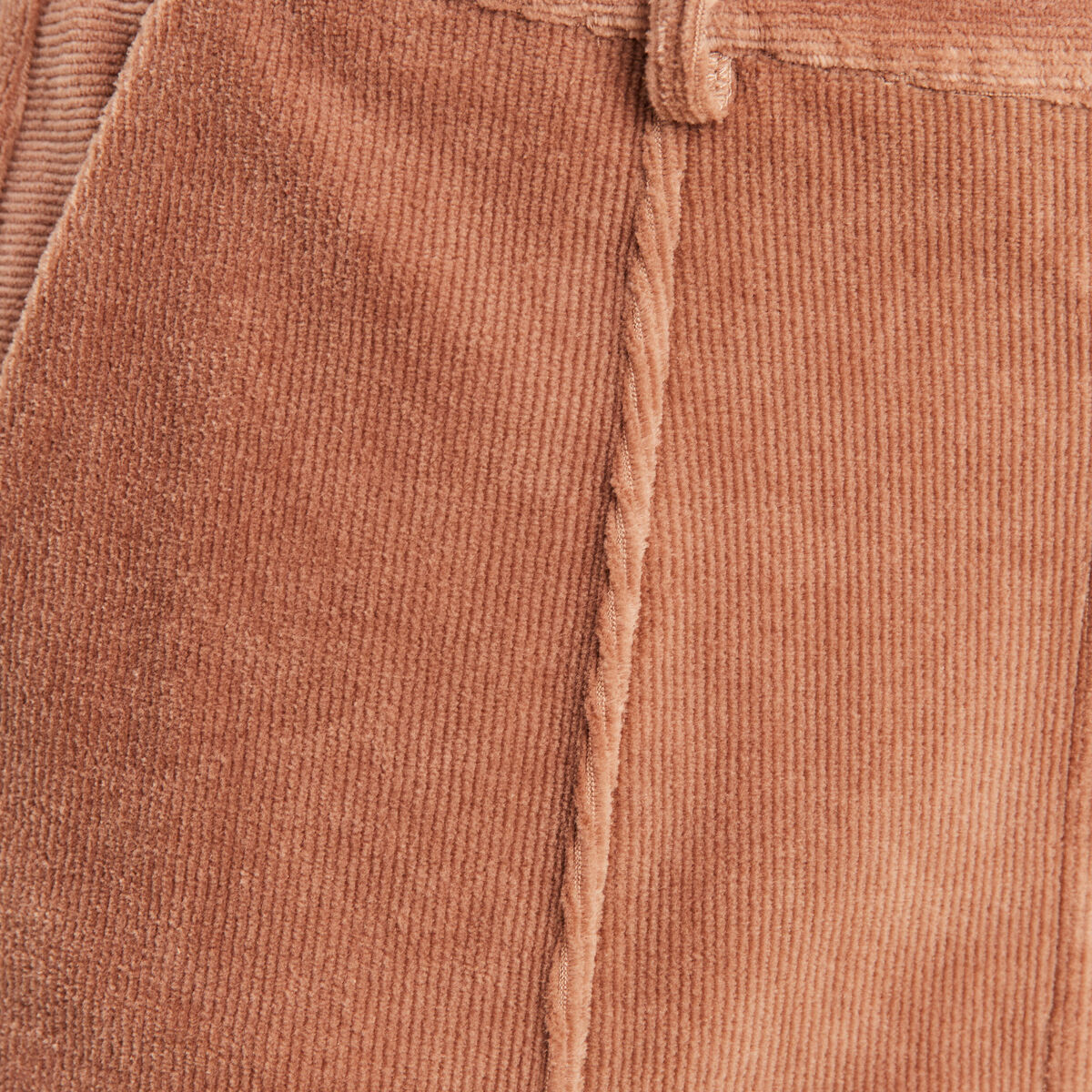 Jupe longue droite velours marron femme