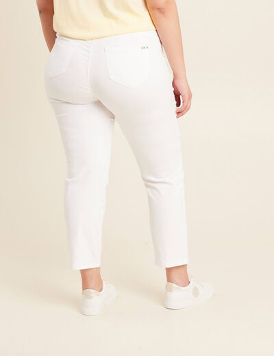 Pantalon droit taille haute 7/8ème blanc femme