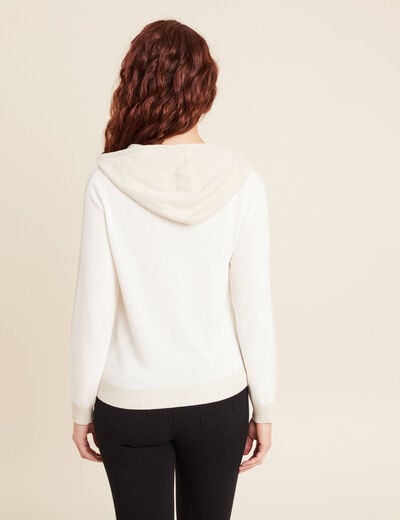 Sweat &agrave; capuche zipp&eacute; ecru femme