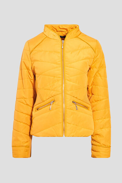 Doudoune droite jaune or femme