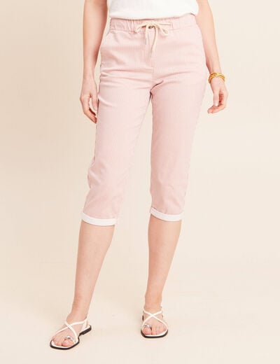 Pantacourt coupe mom large rose femme