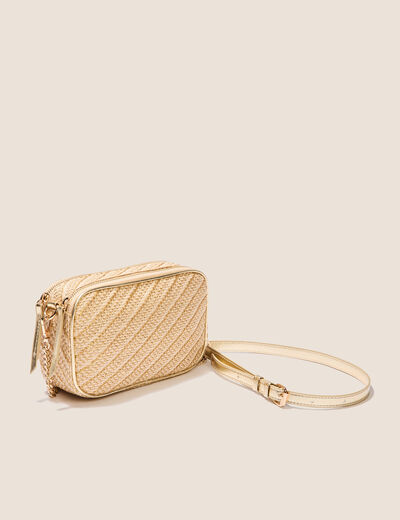 Sac rectangulaire effet tressé couleur or femme