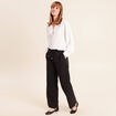 Pantalon fluide large taille haute noir femme