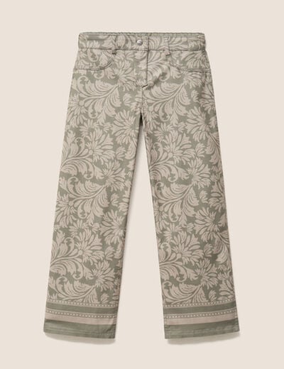 Pantalon droit 7/8&egrave;me taille bascul&eacute;e gris femme