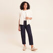 Veste col rond manches courtes doubl&eacute;e ecru femme