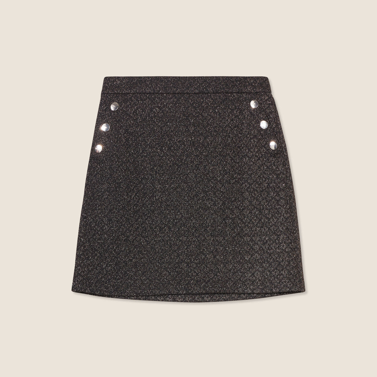 Jupe trapèze boutons couleur cuivre femme