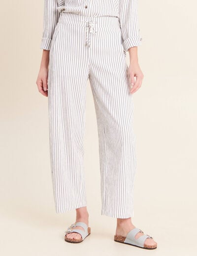 Pantalon fluide coupe barrel bleu femme