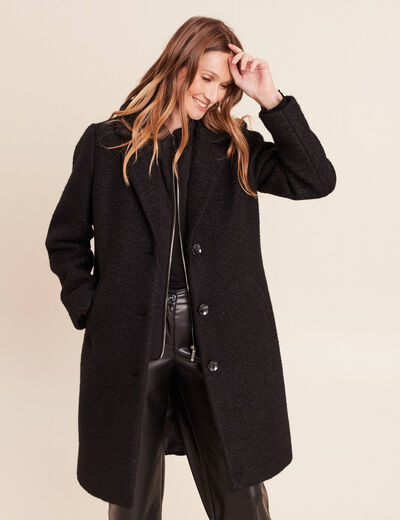 Manteau 3 en 1 col montant doubl&eacute; noir femme