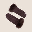Gants en fausse fourrure marron fonc&eacute; femme