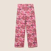 Pantalon large taille haute rose corail femme