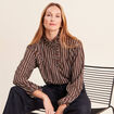 Blouse droite manches longues marron femme