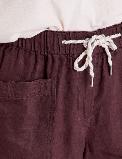 Pantalon battle en lin marron foncé femme