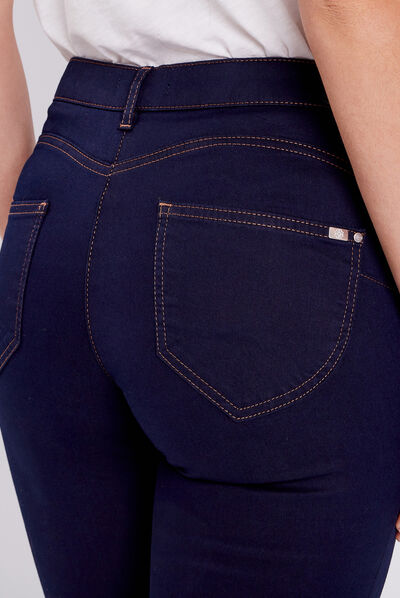 Pantalon léger taille basculée long denim brut femme