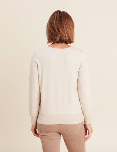 Pull manches longues creme femme