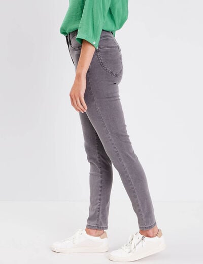 Jeans léger taille standard 7/8ème denim gris femme