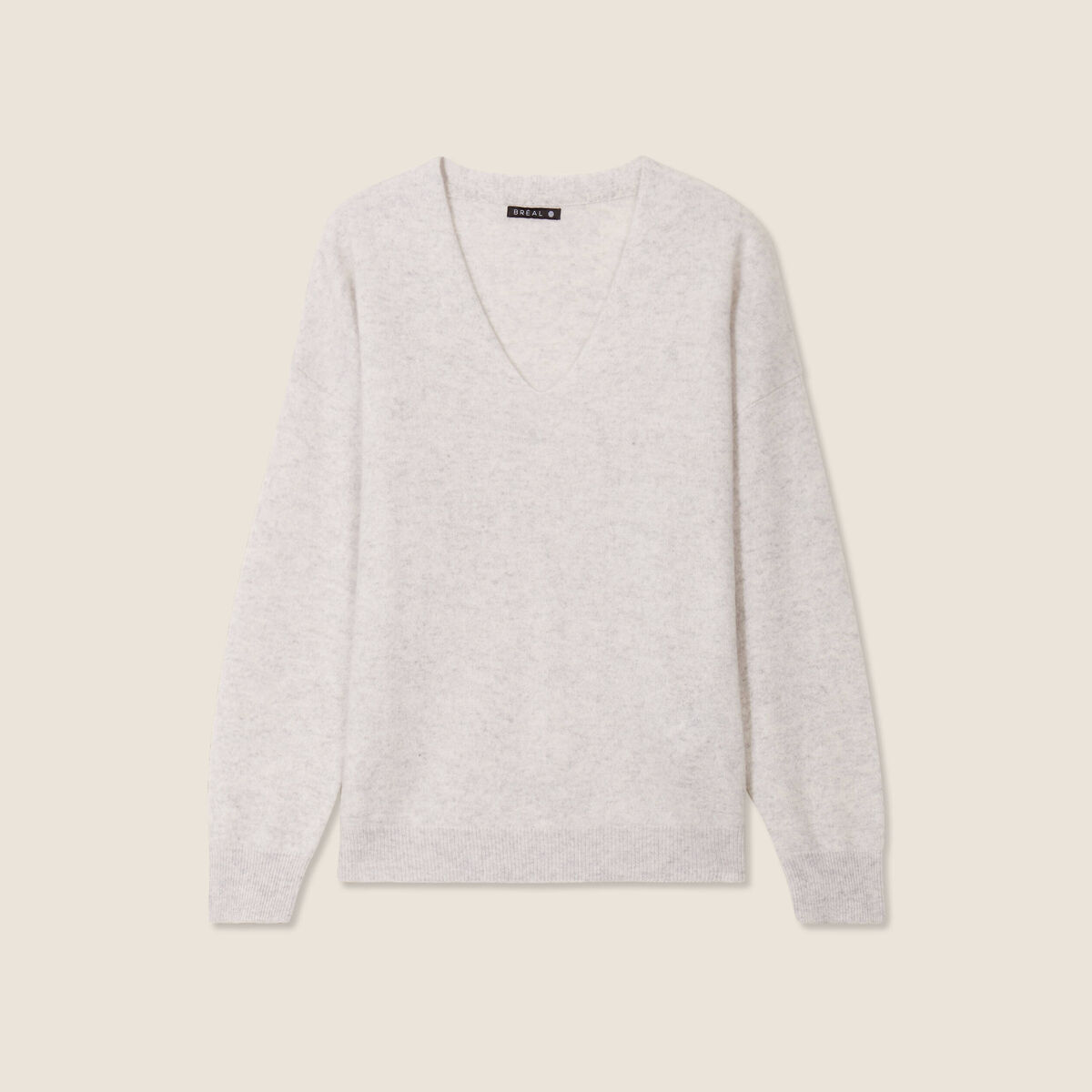 Pull en cachemire manches longues gris clair femme