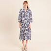 Robe fluide col am&eacute;ricain manches 3/4 blanc femme