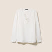 Blouse fluide n&oelig;uds manches longues ecru femme