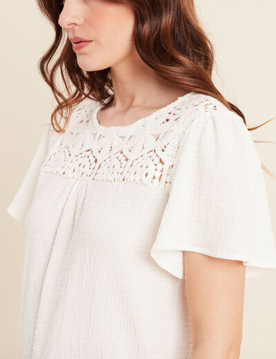 T-shirt manches courtes ecru femme