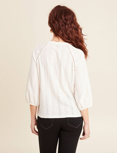 Blouse manches 3/4 ecru femme