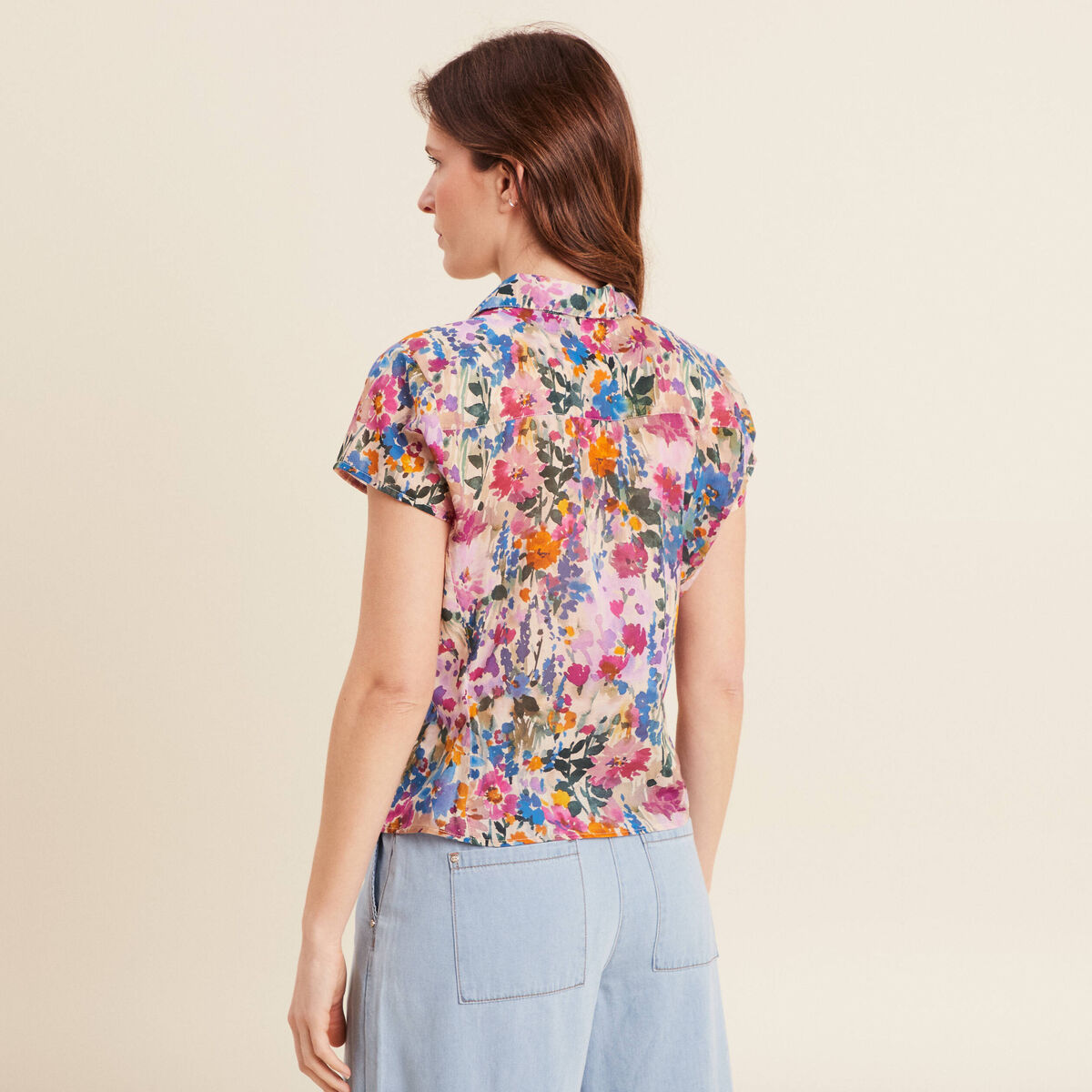 T-shirt manches courtes avec poche poitrine - Violet - Grandes tailles