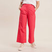 Pantalon flou ceintur&eacute; 7/8&egrave;me rose cerise femme
