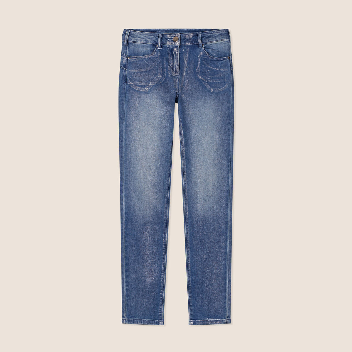 Jean ajust&eacute; taille basse denim stone femme