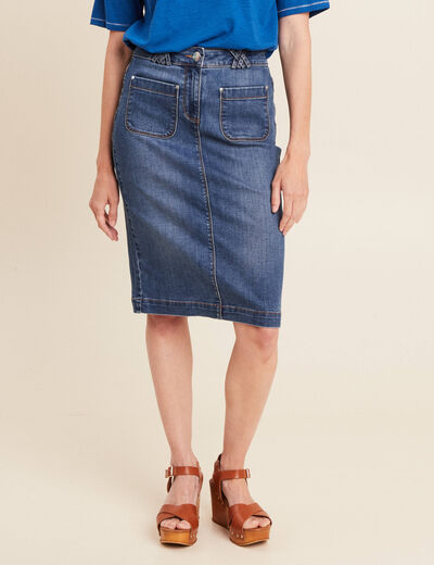 Jupe en jean longueur genou denim stone femme