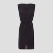 Robe droite ceintur&eacute;e noir femme