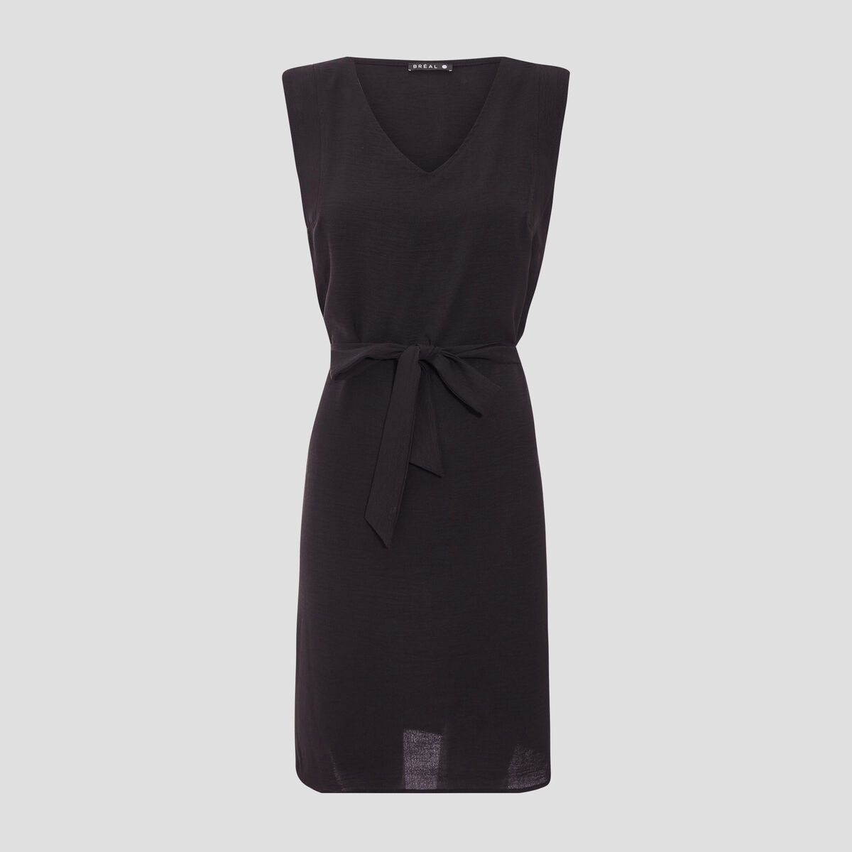 Robe droite ceintur&eacute;e noir femme