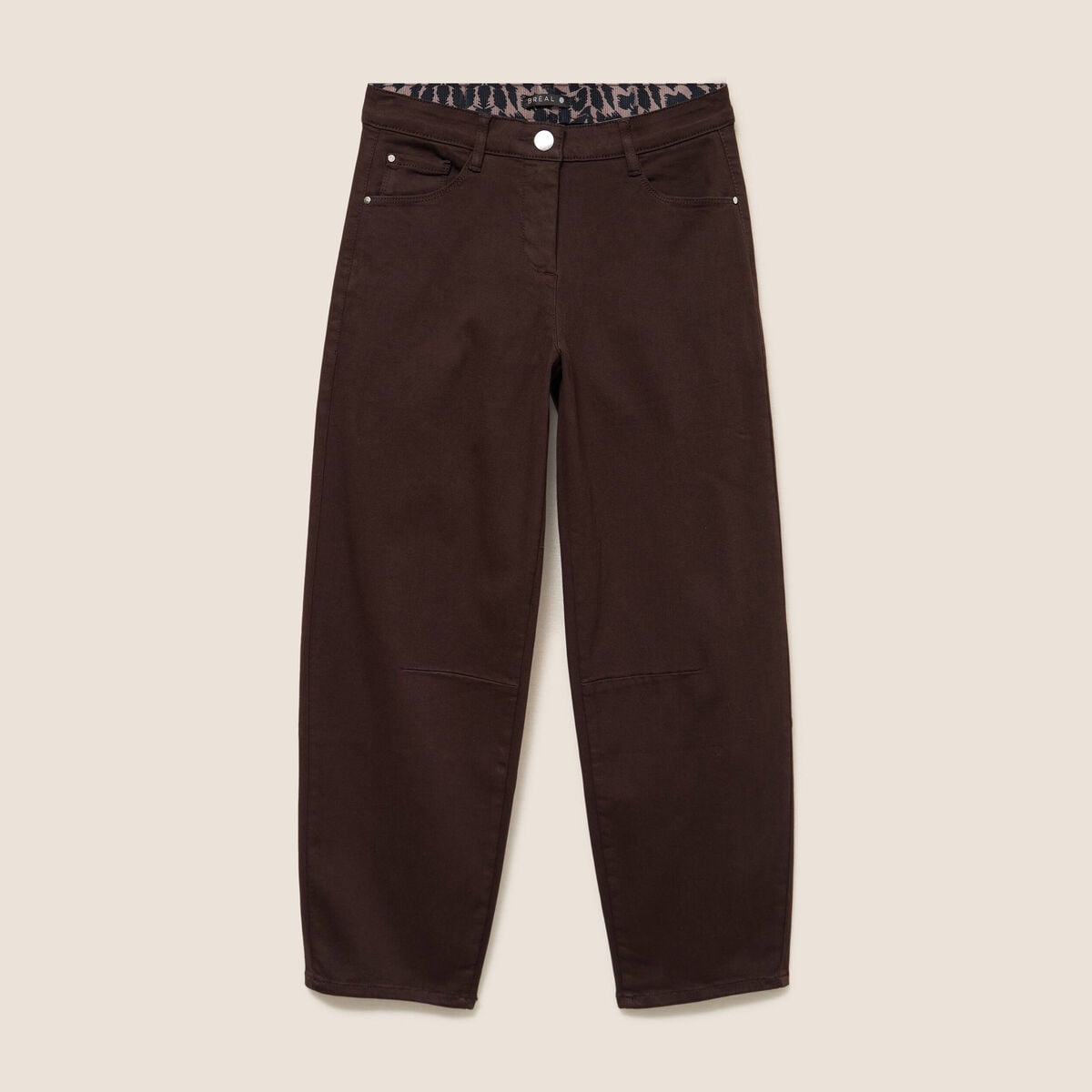 Pantalon magique coupe barrel l'Unique marron fonc&eacute; femme