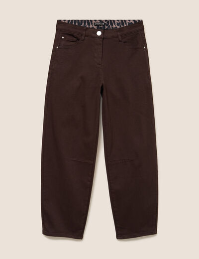 Pantalon magique coupe barrel l'Unique marron fonc&eacute; femme