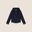 veste cintr&eacute;e doubl&eacute;e avec capuche bleu fonc&eacute; femme