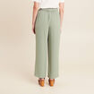 Pantalon flou droit 7/8ème vert clair femme