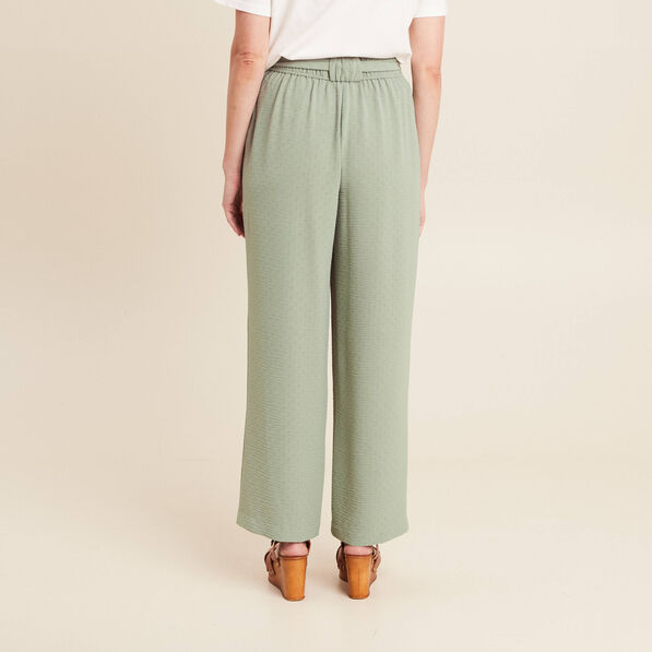 Pantalon flou droit 7/8ème vert clair femme