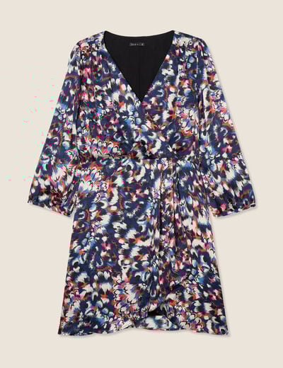 Robe portefeuille fluide noir femme