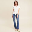 T-shirt col tunisien manches courtes blanc femme