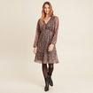 Robe fleurie à sequins évasée rose framboise femme