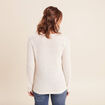 Pull manches longues col en V ecru femme