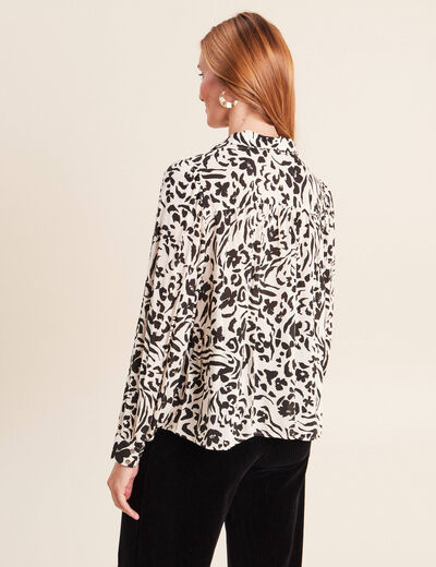 Chemise droite fluide manches longues blanc femme