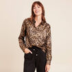 Chemise droite mi-longue brillante noir femme