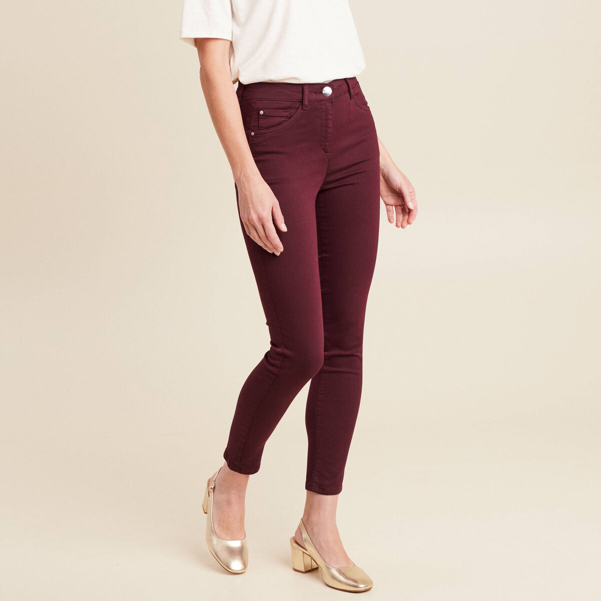 Pantalon magique Le L&eacute;ger coupe ajust&eacute;e bordeaux femme
