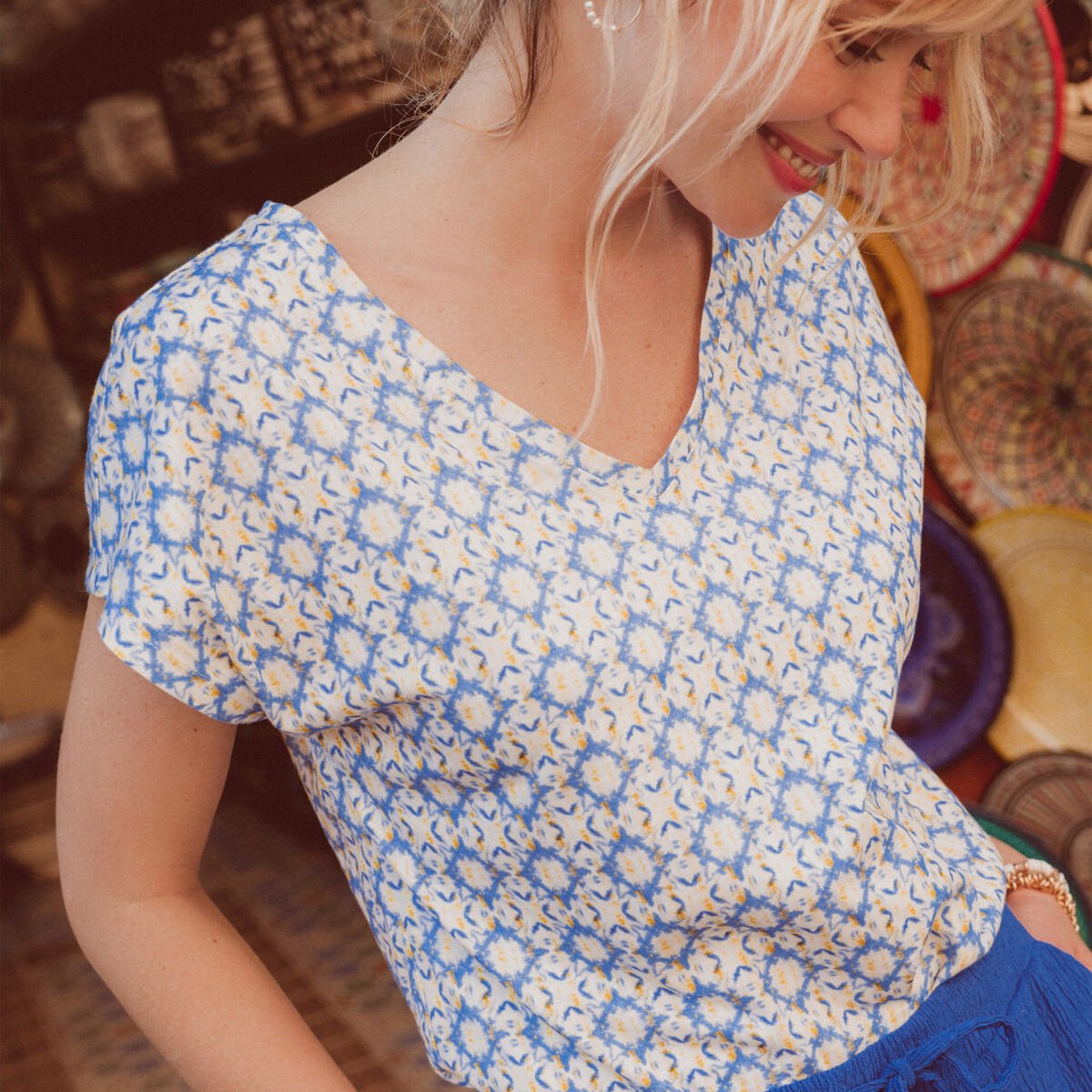 T-shirt manches courtes blanc femme