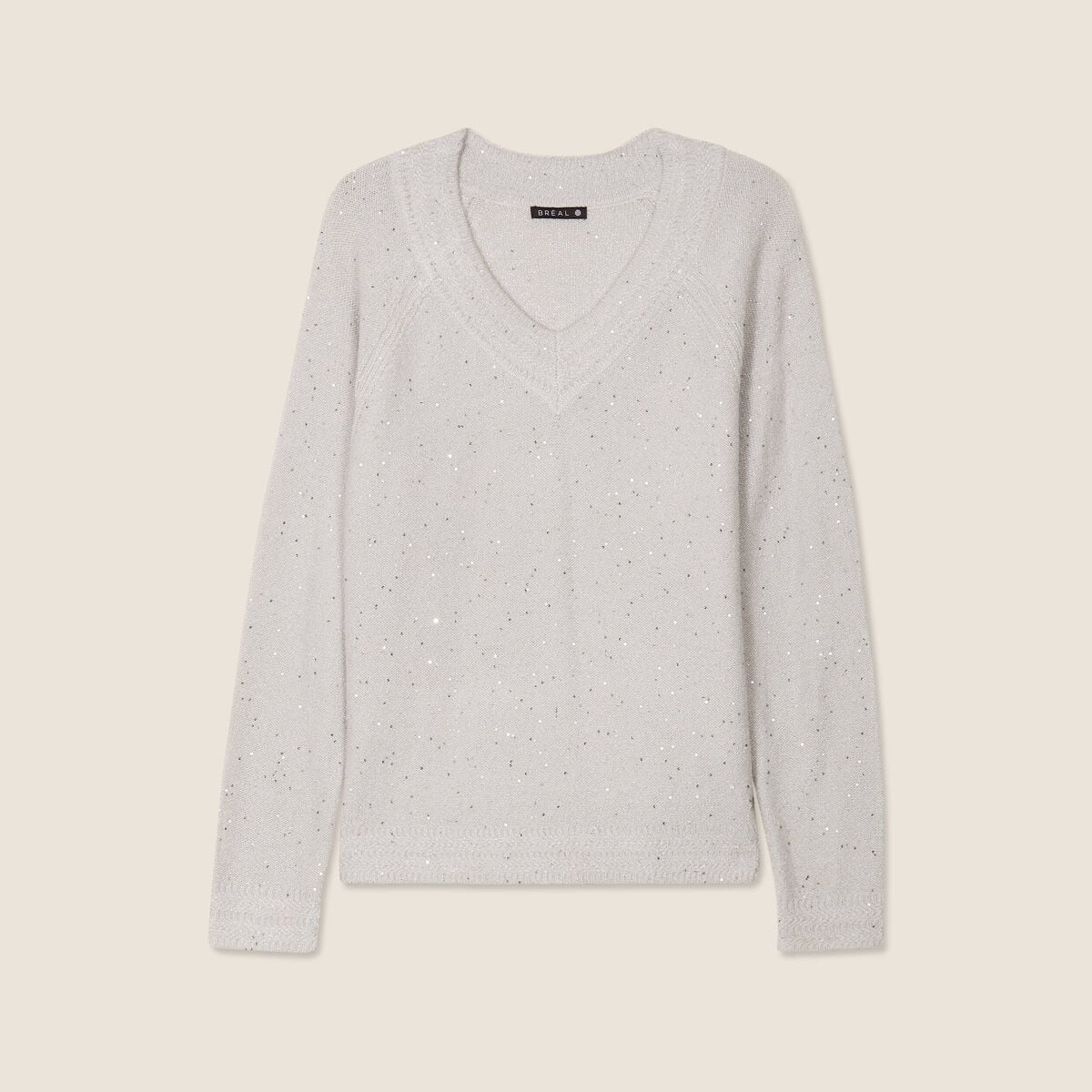 Pull manches longues gris clair femme
