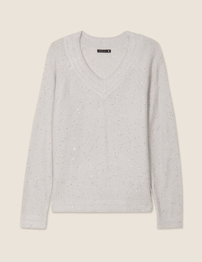 Pull manches longues gris clair femme