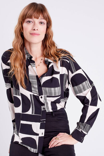 Chemise manches longues noir femme