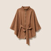 Poncho ceintur&eacute; fermeture zipp&eacute;e marron clair femme