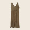 Robe midi &eacute;vas&eacute;e satin vert kaki femme